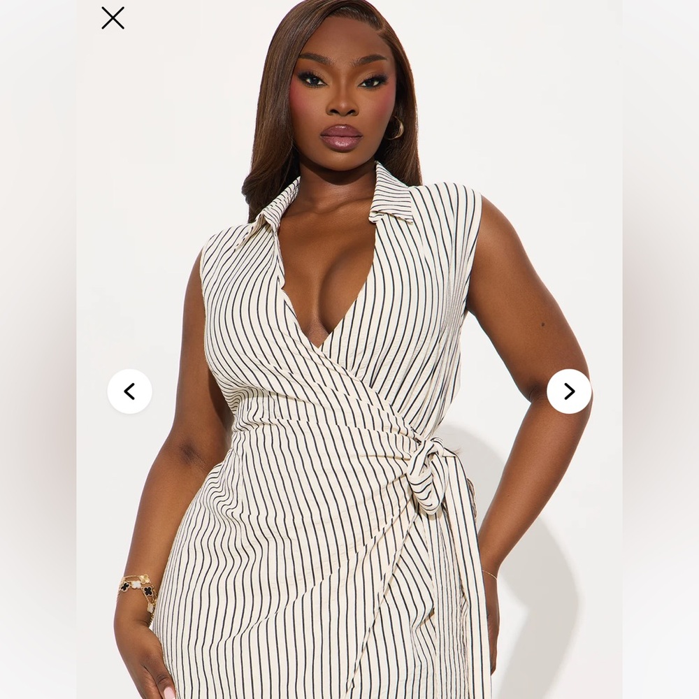 Fashion nova Striped Wrap Dress 1x - Picture 4 of 4